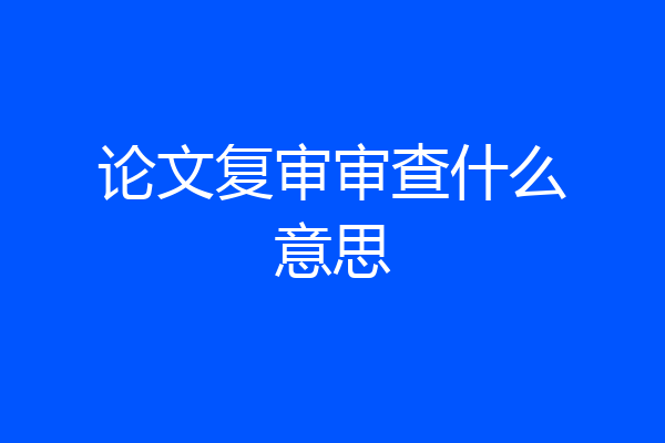 论文复审审查什么意思