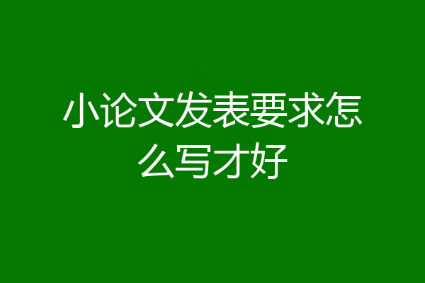 小论文发表要求怎么写才好
