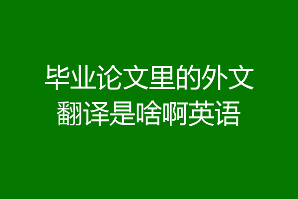 毕业论文里的外文翻译是啥啊英语