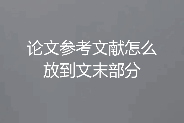 论文参考文献怎么放到文末部分