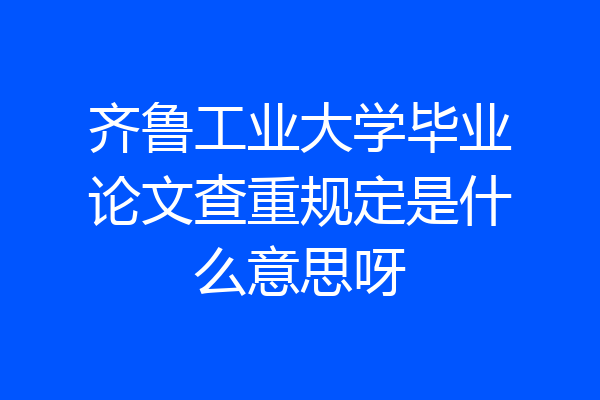 齐鲁工业大学毕业论文查重规定是什么意思呀
