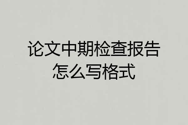 论文中期检查报告怎么写格式