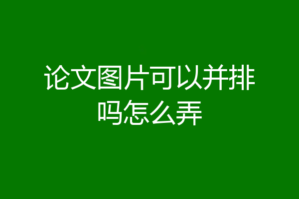 论文图片可以并排吗怎么弄