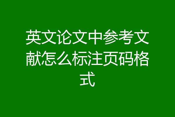 英文论文中参考文献怎么标注页码格式