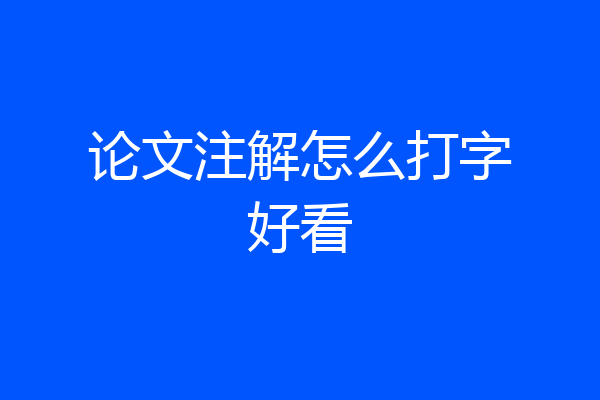 论文注解怎么打字好看