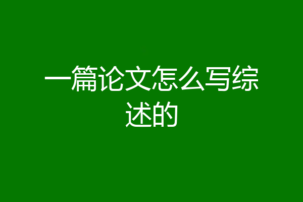 一篇论文怎么写综述的