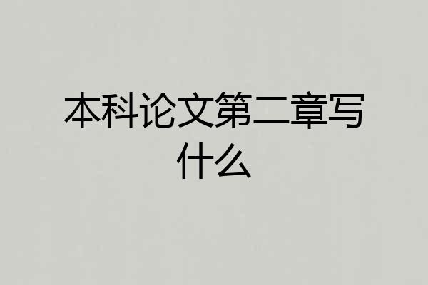 本科论文第二章写什么