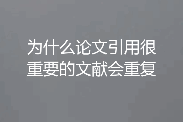 为什么论文引用很重要的文献会重复