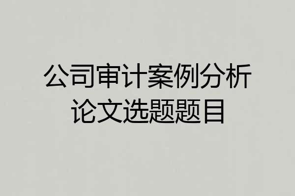 公司审计案例分析论文选题题目