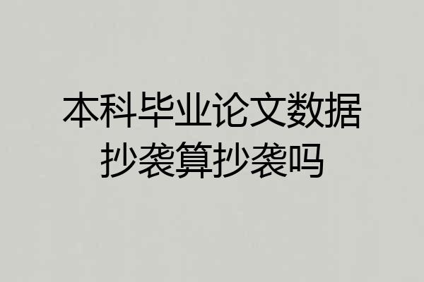 本科毕业论文数据抄袭算抄袭吗