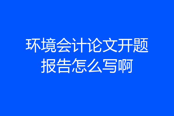 环境会计论文开题报告怎么写啊