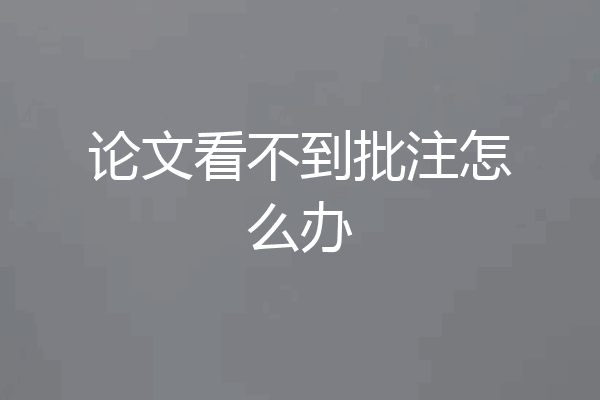 论文看不到批注怎么办