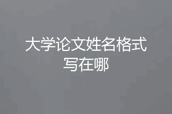 大学论文姓名格式写在哪