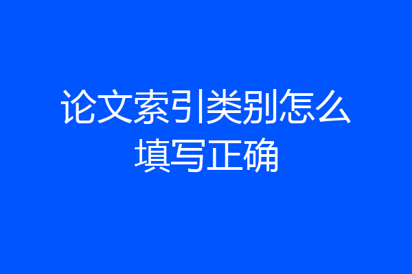 论文索引类别怎么填写正确