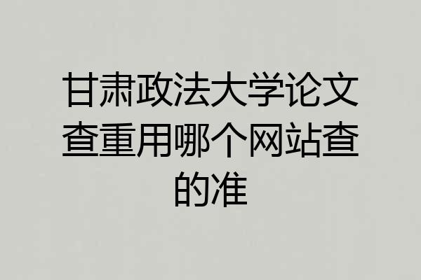 甘肃政法大学论文查重用哪个网站查的准