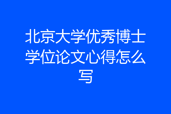 北京大学优秀博士学位论文心得怎么写