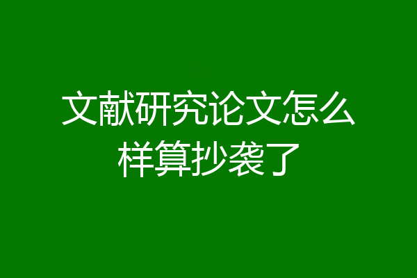 文献研究论文怎么样算抄袭了
