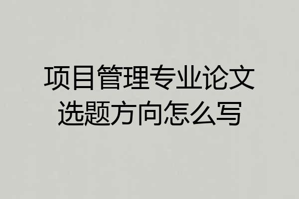 项目管理专业论文选题方向怎么写