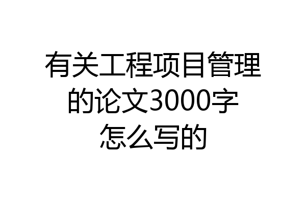 有关工程项目管理的论文3000字怎么写的