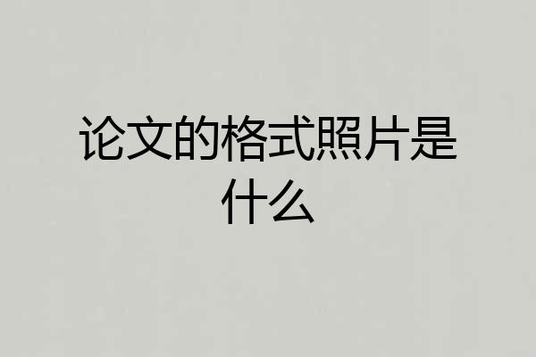 论文的格式照片是什么