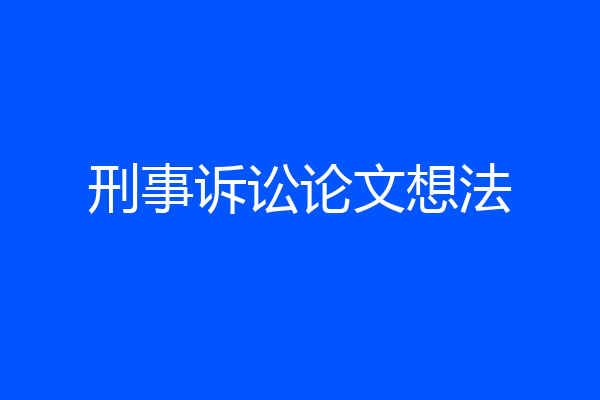 刑事诉讼论文想法