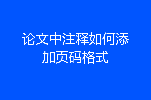 论文中注释如何添加页码格式
