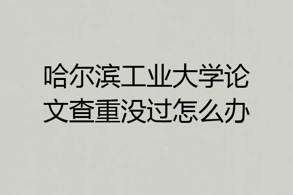 哈尔滨工业大学论文查重没过怎么办