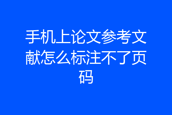 手机上论文参考文献怎么标注不了页码