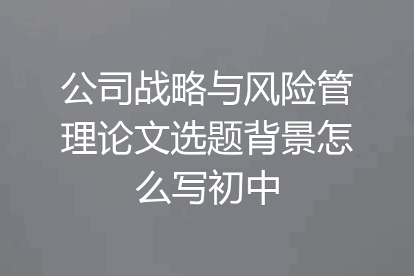 公司战略与风险管理论文选题背景怎么写初中