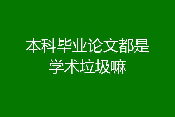 本科毕业论文都是学术垃圾嘛