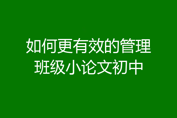 如何更有效的管理班级小论文初中