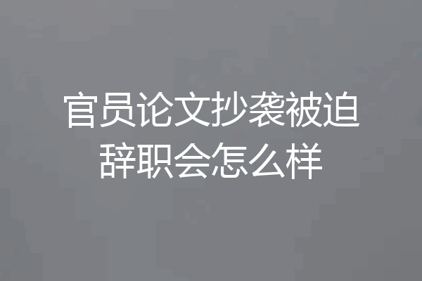 官员论文抄袭被迫辞职会怎么样