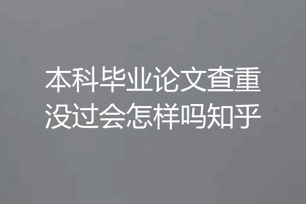 本科毕业论文查重没过会怎样吗知乎