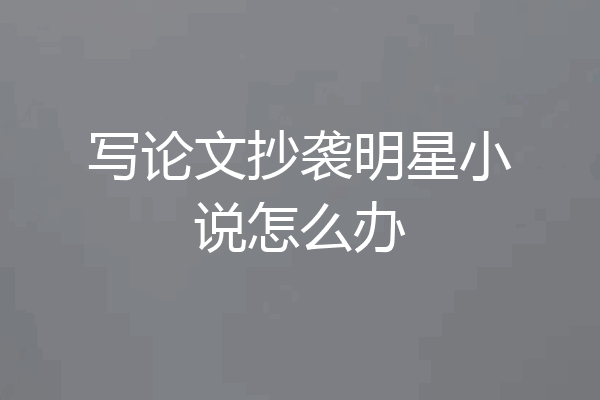 写论文抄袭明星小说怎么办
