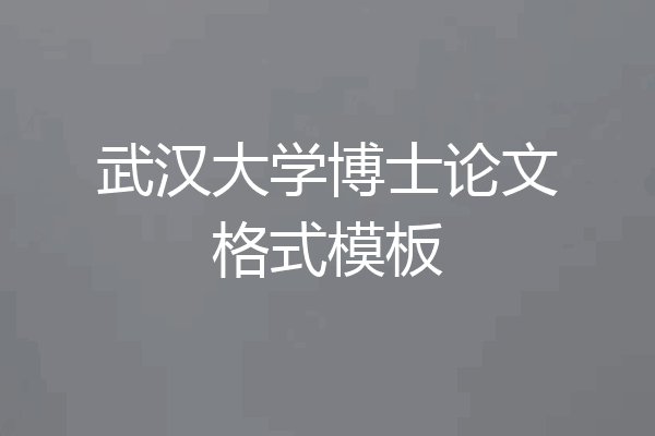 武汉大学博士论文格式模板