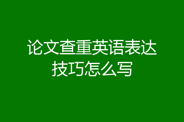 论文查重英语表达技巧怎么写