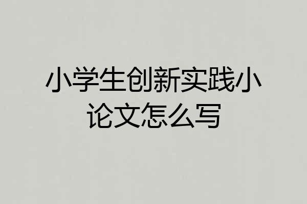 小学生创新实践小论文怎么写