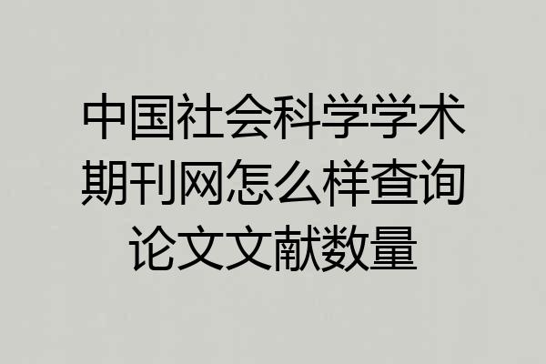 中国社会科学学术期刊网怎么样查询论文文献数量