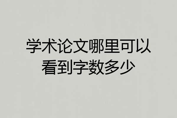 学术论文哪里可以看到字数多少