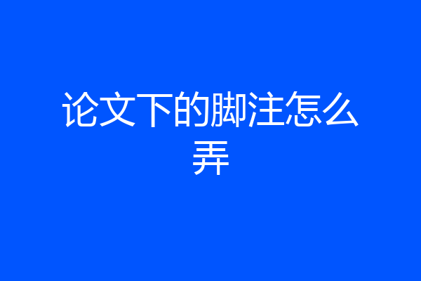 论文下的脚注怎么弄