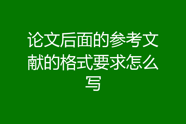 论文后面的参考文献的格式要求怎么写