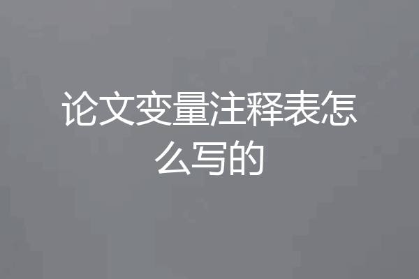 论文变量注释表怎么写的