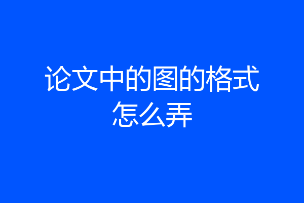 论文中的图的格式怎么弄