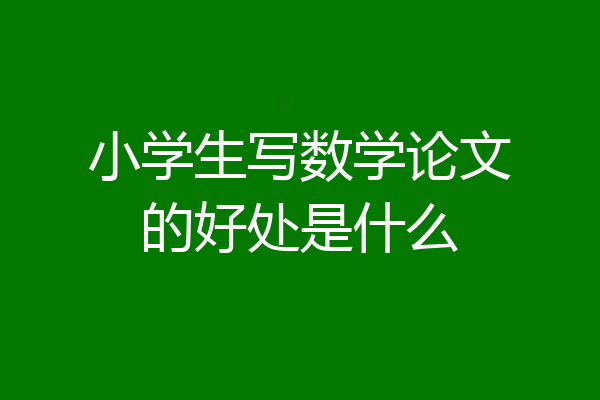 小学生写数学论文的好处是什么
