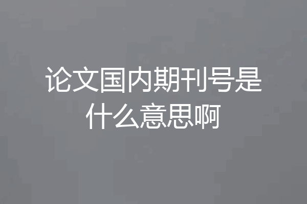 论文国内期刊号是什么意思啊
