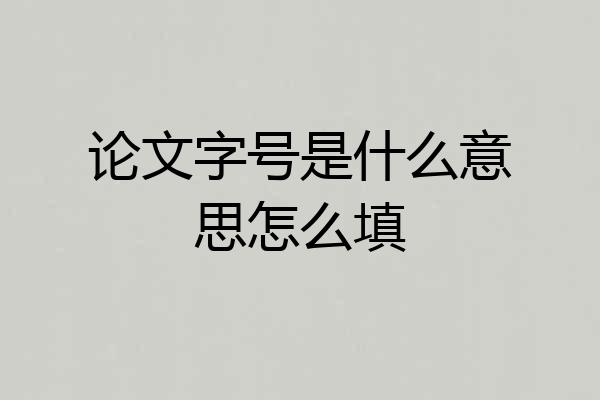 论文字号是什么意思怎么填