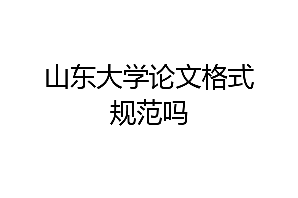 山东大学论文格式规范吗