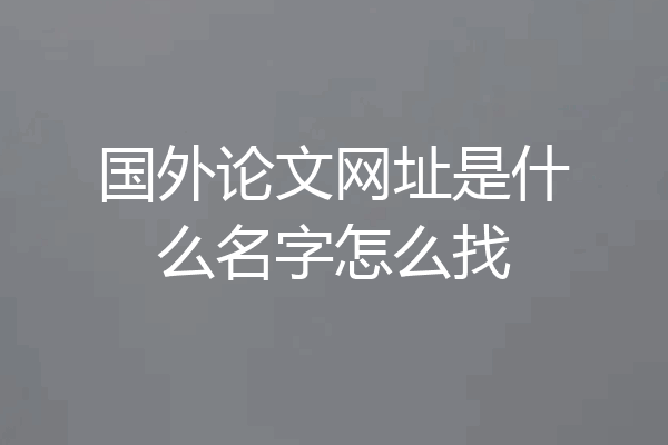 国外论文网址是什么名字怎么找