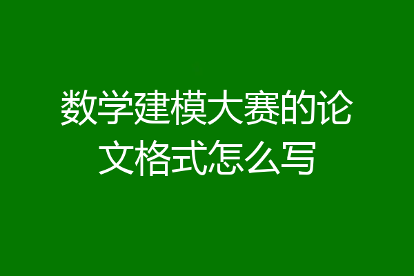 数学建模大赛的论文格式怎么写
