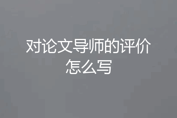 对论文导师的评价怎么写